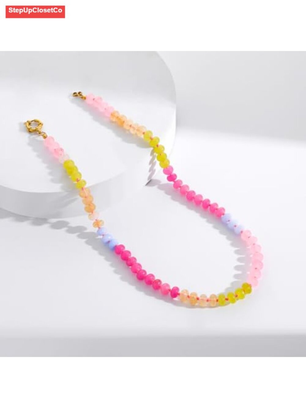 Handmade Natural Stone Beaded Choker Necklace Boho Gemstone Jewelry - Picture 3 of 6